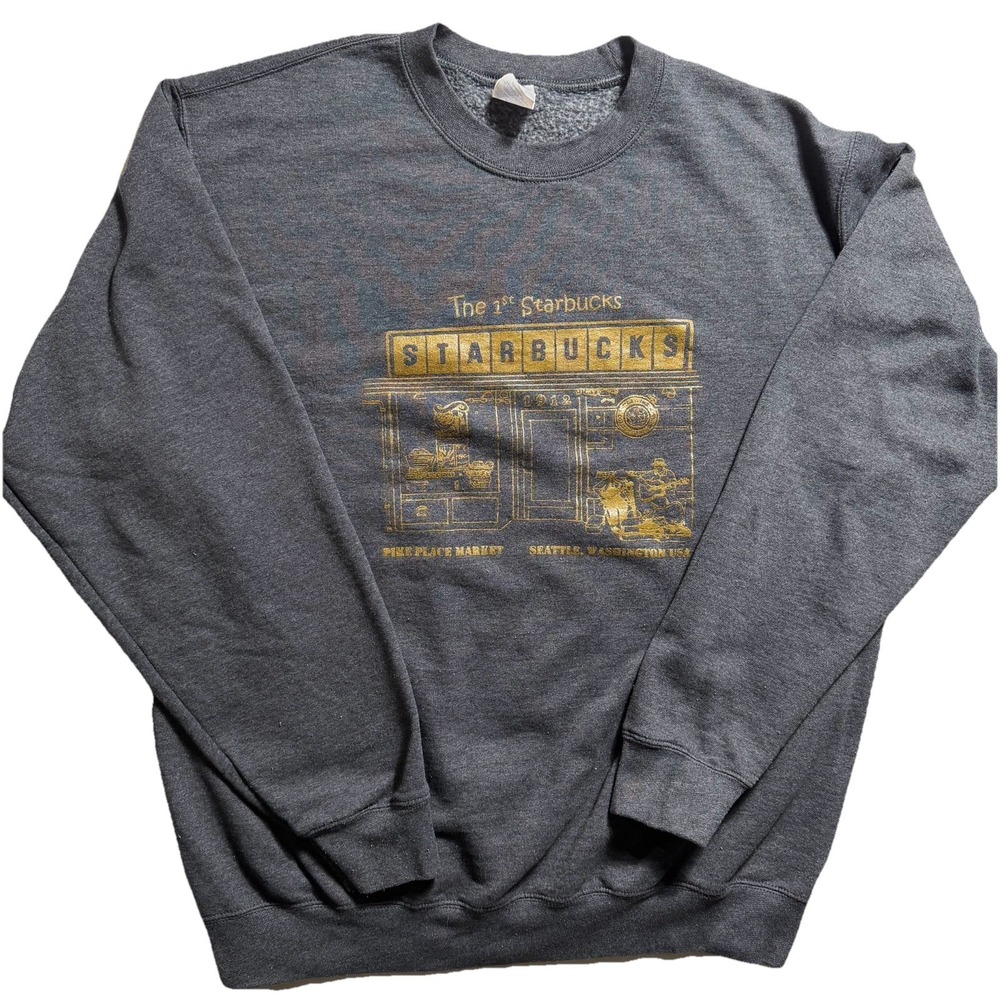Starbucks Pike Place 1st Store Crewneck Sweatshirt Gray‎ Large